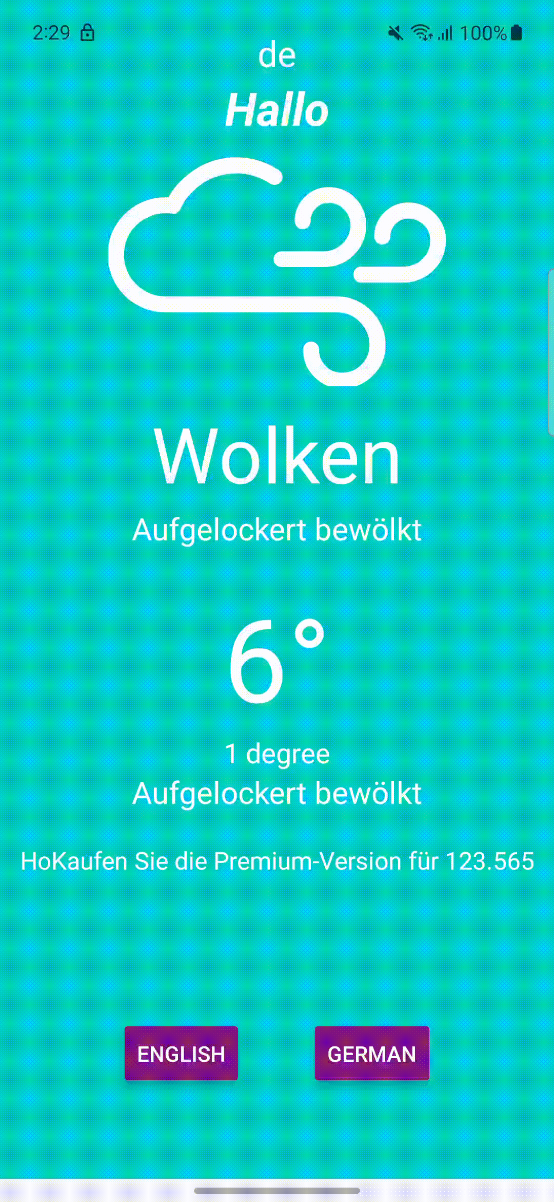 Button pressed to change the locale | Phrase