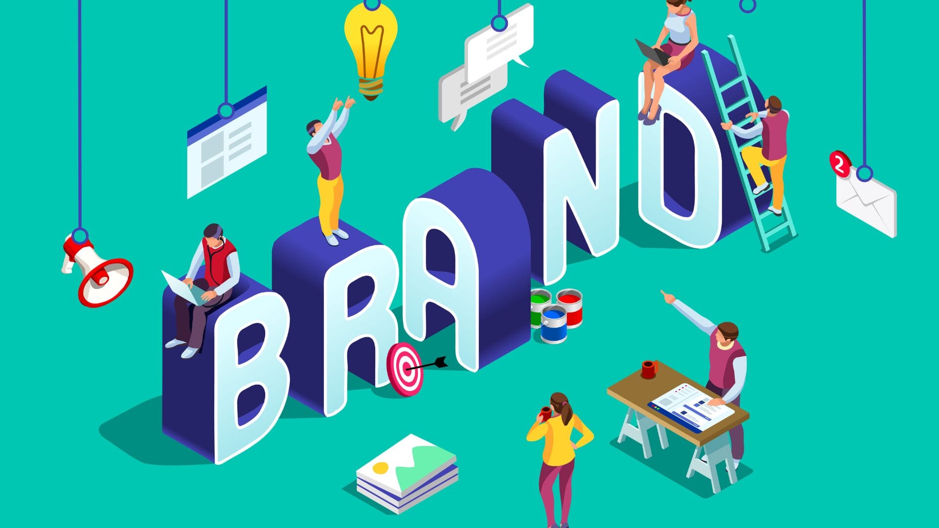 Brand vector text isometric logo