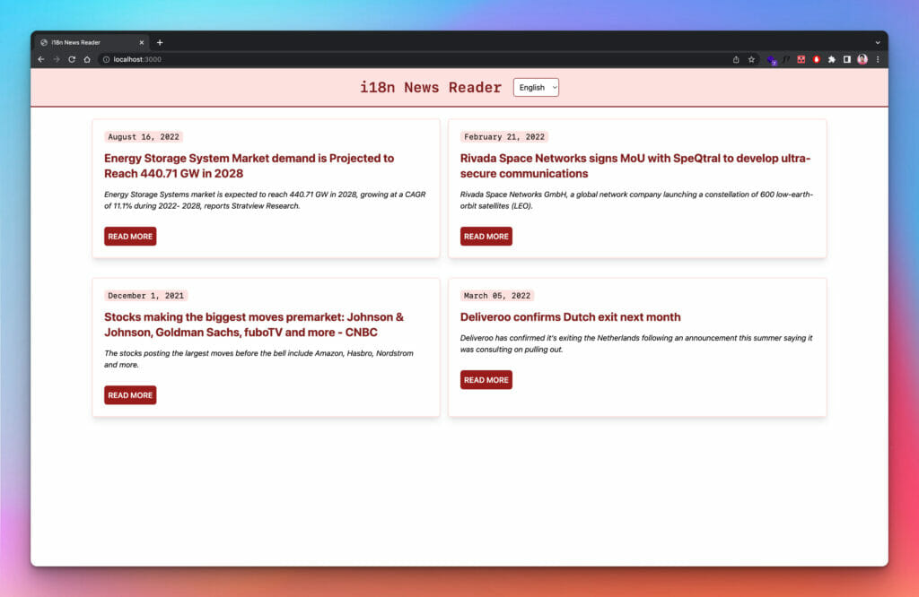 i18n News Reader Homepage | Phrase
