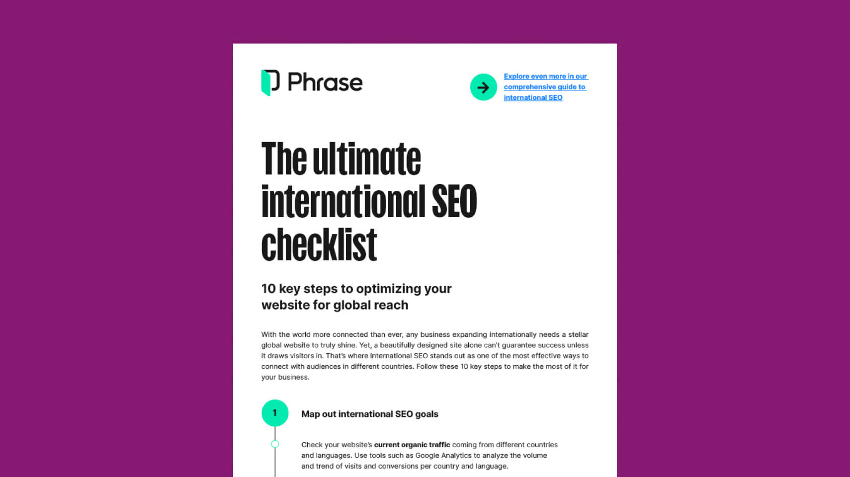 International SEO checklist resource download page featured image | Phrase