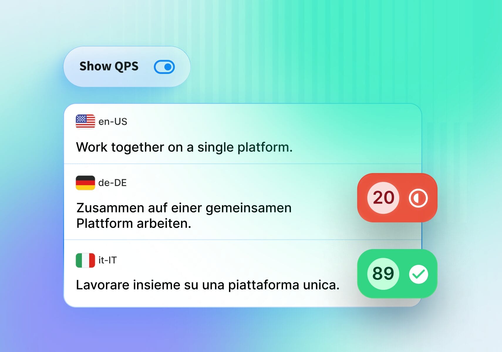 Si eres lingüista, con Phrase QPS podrás identificar y resolver cualquier problema mientras trabajas en los editores Strings y TMS, para que la revisión del contenido sea mucho más eficaz.