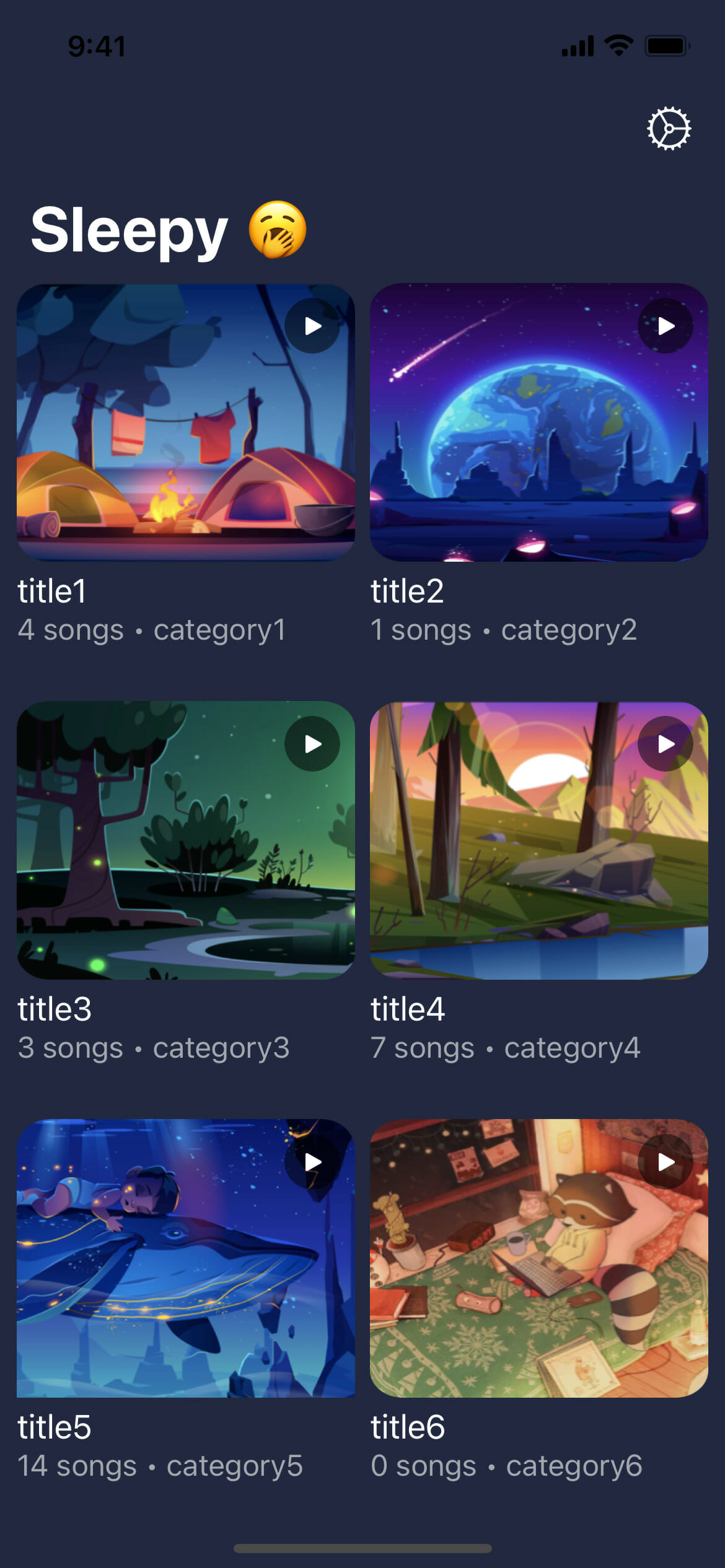 Sleepy app UI kit home screen | Phrase