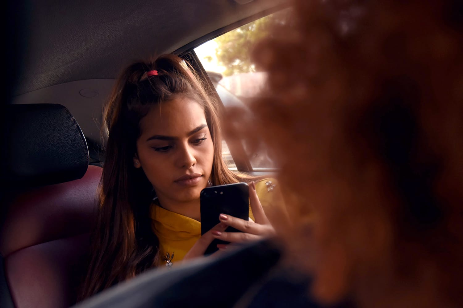 Girl in taxi