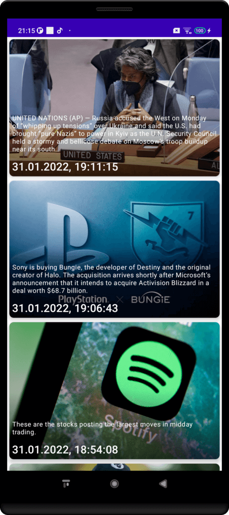 News feed displayed to a user from Berlin (CET) | Phrase