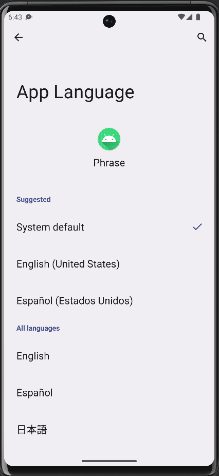 Setting language preferences in the system settings | Phrase