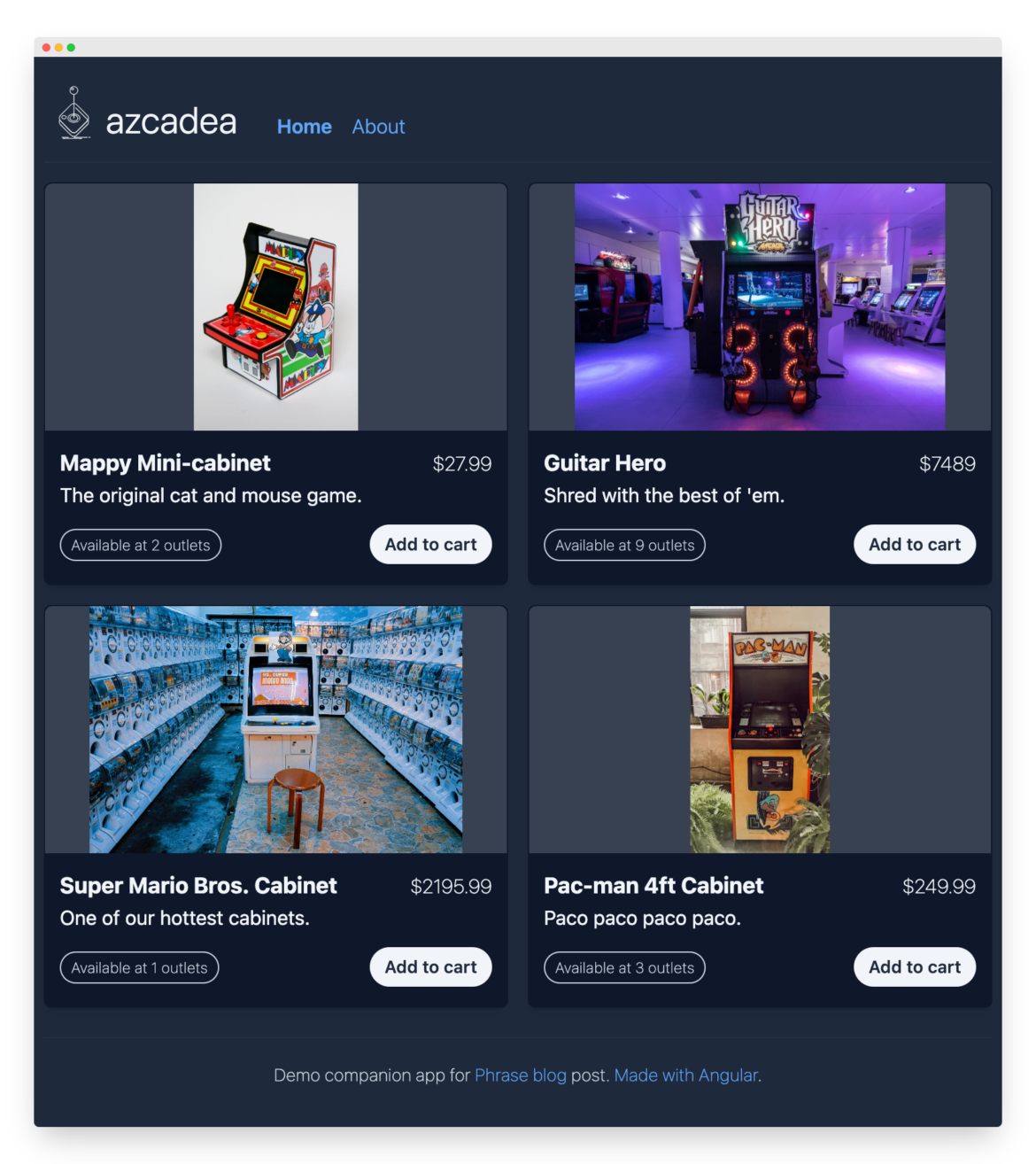 Our little demo app before localization