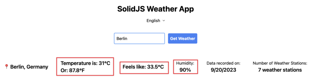 Weather app showing localized numbers in en-US locale | Phrase