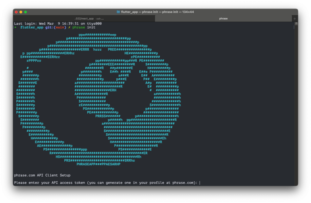 The CLI parrot is asking us for an access token | Phrase