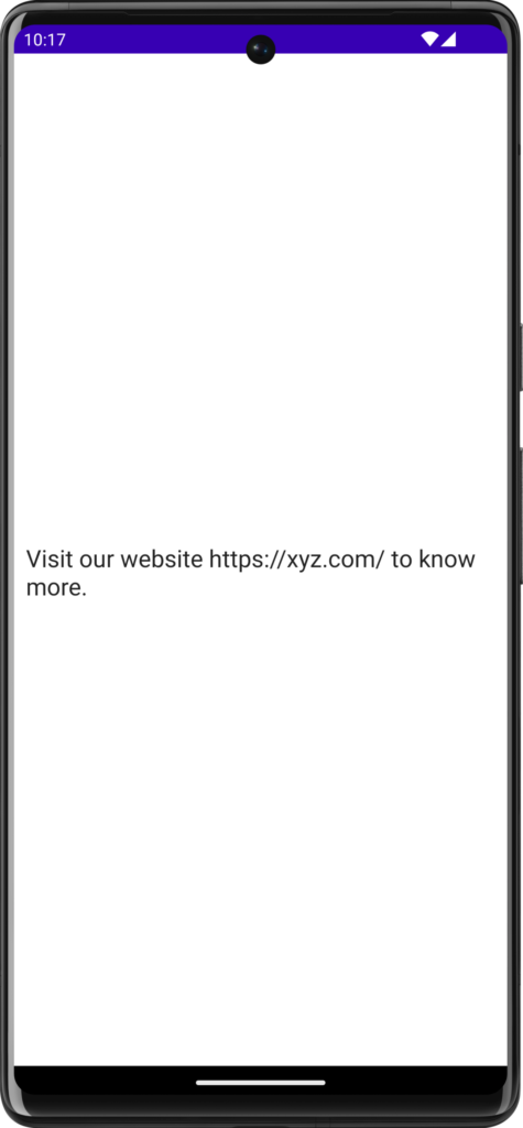 Demo app saying "Visit our website xy.com to learn more" | Phrase