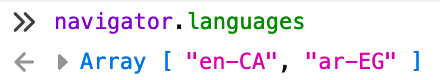 Firefox navigator.languages object value | Phrase