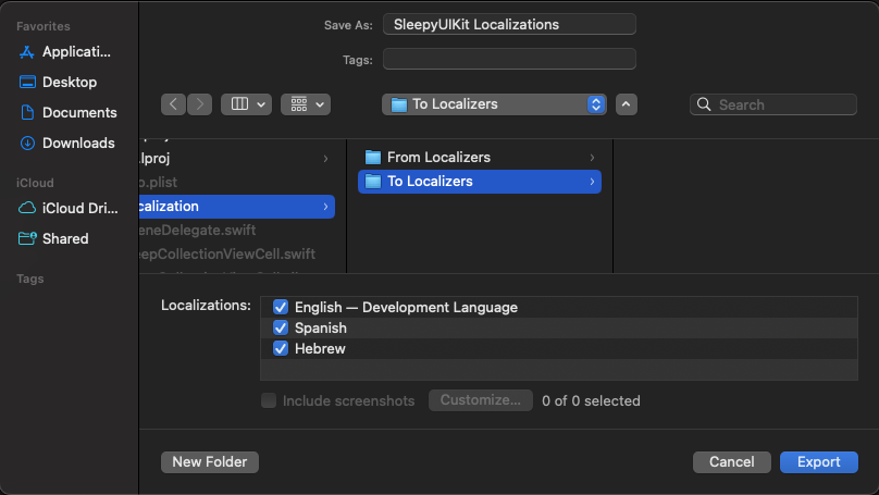 Export localizations alert | Phrase