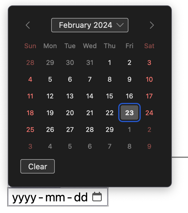 The Firefox browser date picker.