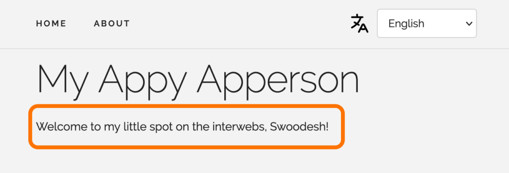 Demo app with interpolation in English locale | Phrase