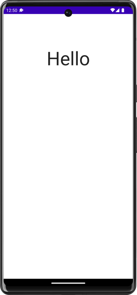 Demo phone screen displaying the word Hello | Phrase