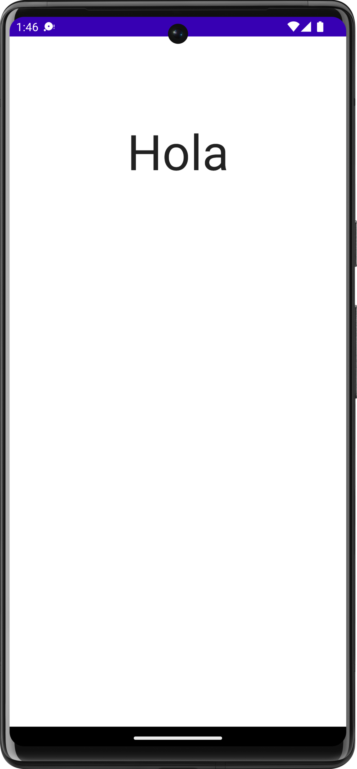 Demo phone screen with greeting in Spanish | Phrase