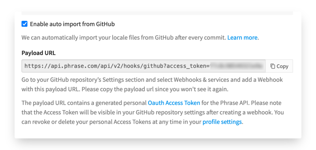 Generating a GitHub webhook payload | Phrase