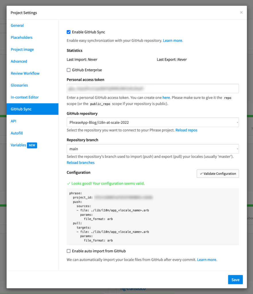 Adding GitHub sync to our Phrase project | Phrase