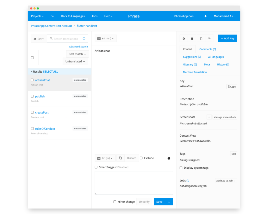 Translations appear in Phrase immediately after our Git push | Phrase