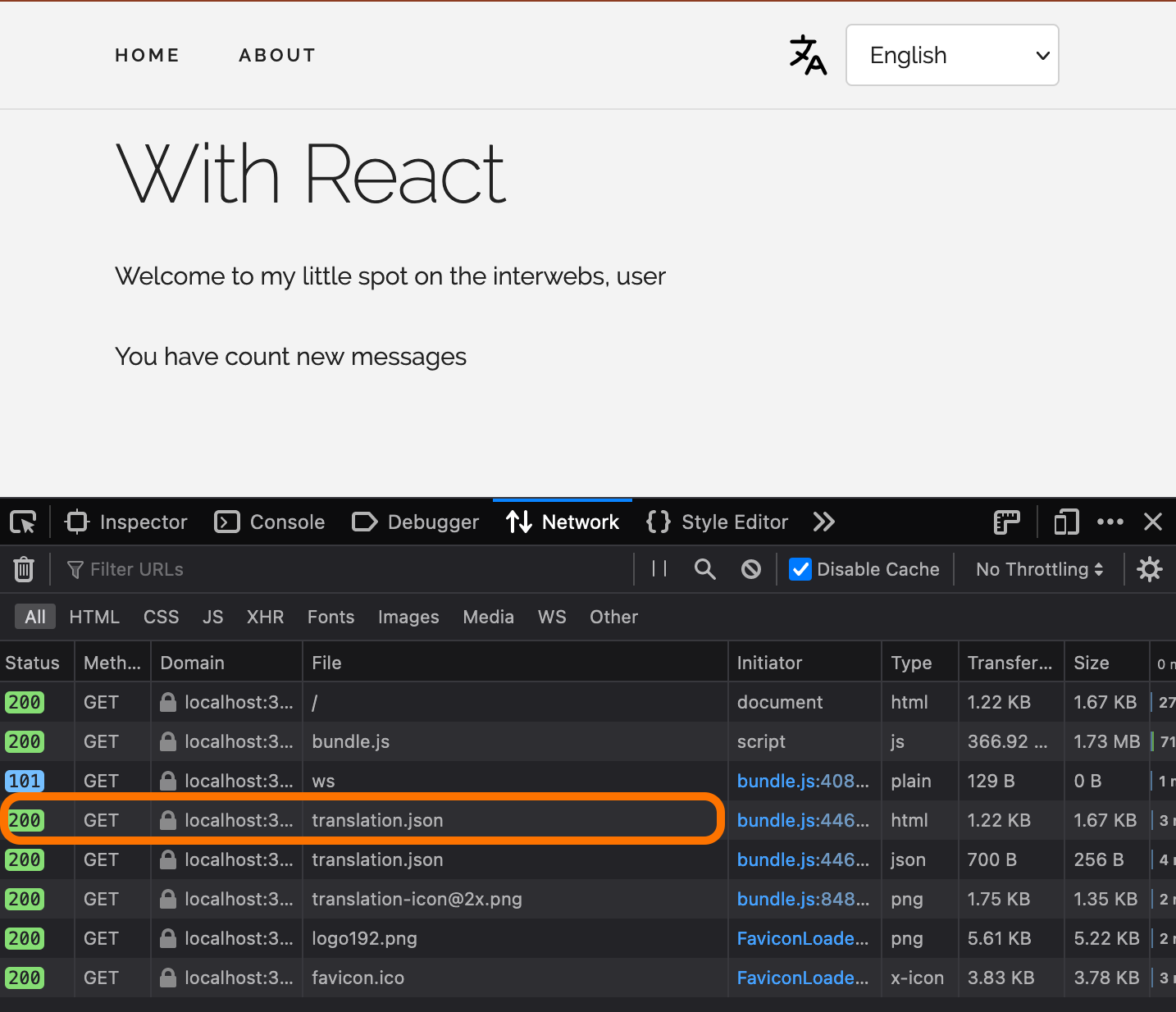 React demo app with asynchronous translation file loading | Phrase
