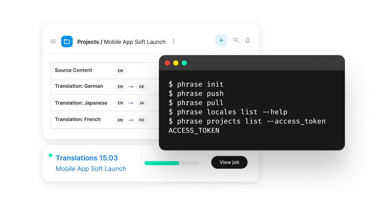 Ejecuta la localización desde la CLI | Phrase