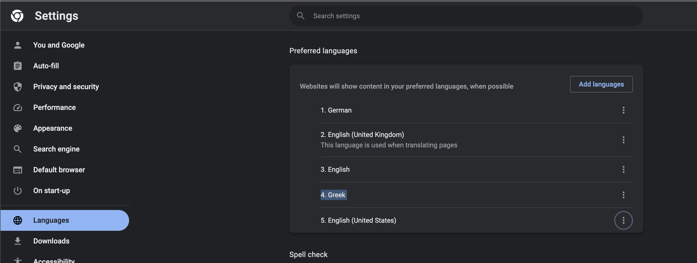 Chrome configuration screenshot found at settings -> languages | Phrase