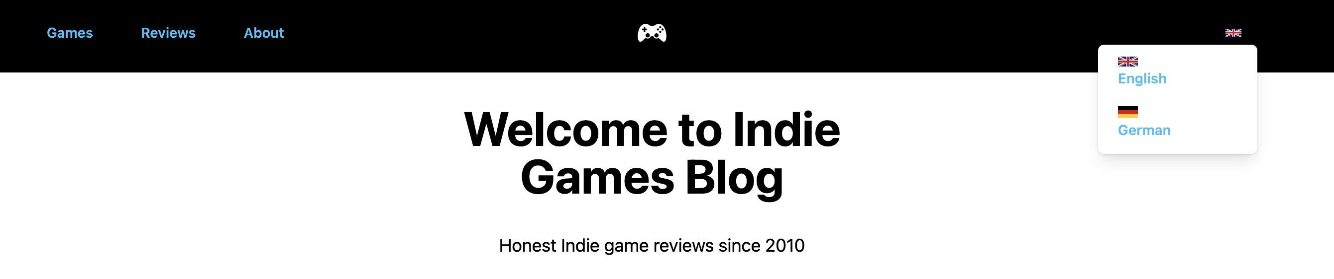 Language drop down screenshot | Phrase