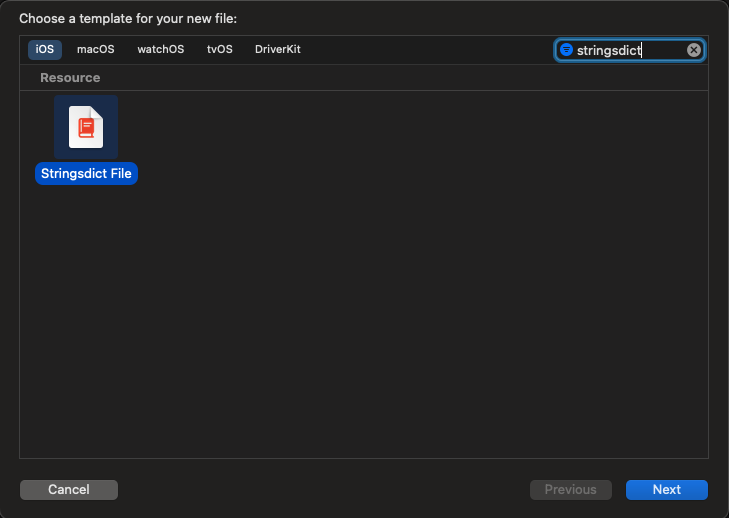 Stringsdict resources window | Phrase
