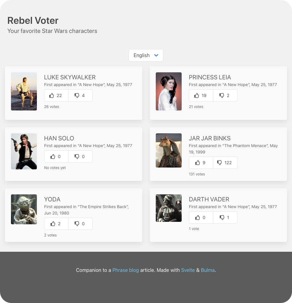 Finished demo app | Phrase