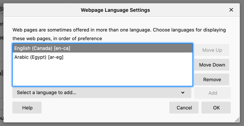 Firefox language settings | Phrase