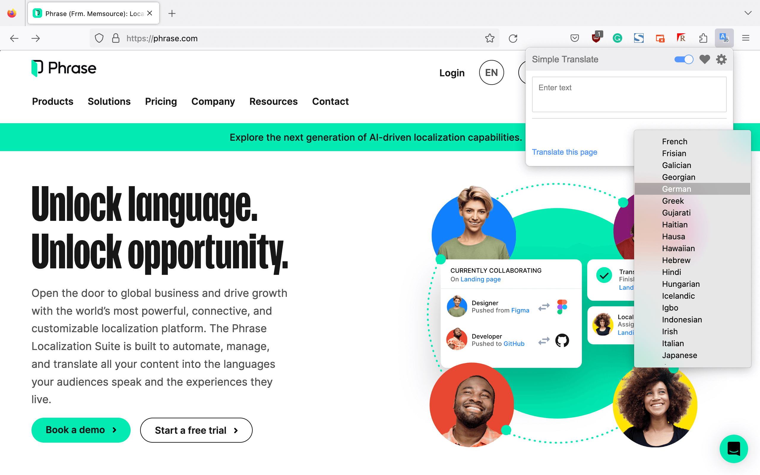 Translate a web page in Chrome | Phrase