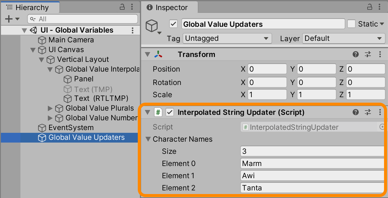 Game object updater in scene | Phrase