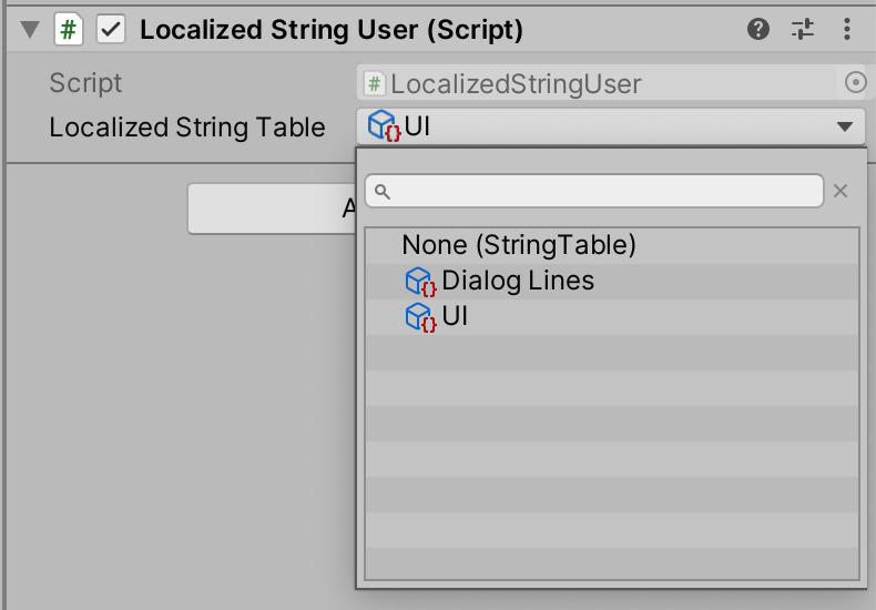 Localized String Table field in Unity editor | Phrase