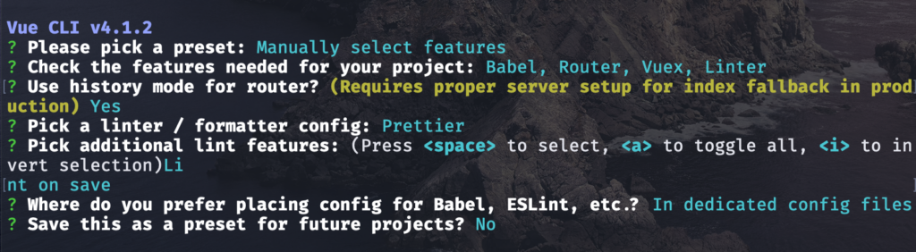 Vue CLI Manually select features | Phrase